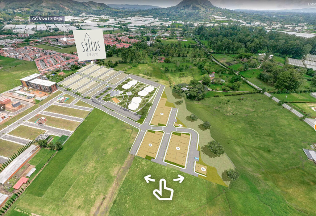 Vista aérea de Saltus Refugio y su ubicación cerca de Viva La Ceja