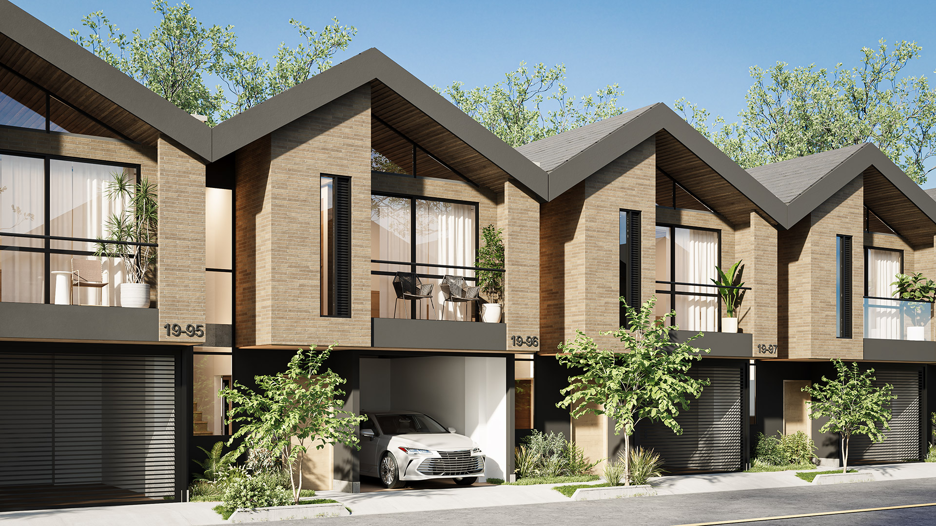 Render de viviendas modernas proyectadas en Saltus Refugio La Ceja